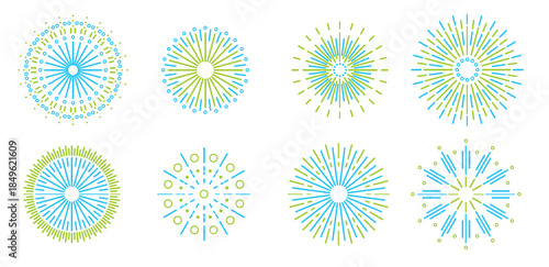  line art fireworks vector