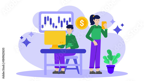 Preparing for an IPO on the Stock Exchange. Flat Vector Illustration