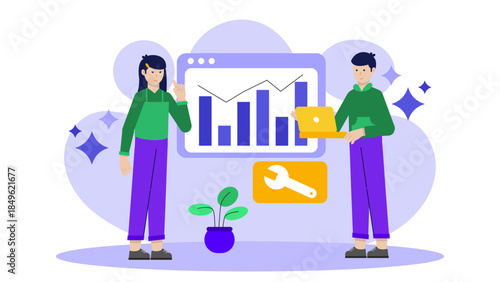 IT Rolling Out New Hardware to Employess. Flat Vector Illustration