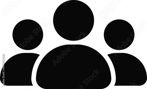 Minimal flat vector user group icon, team members silhouette, community avatar symbol, social network people glyph, collaborative users logo, profile interface