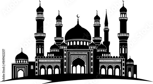Mosque City Tower Vector Icon Design Illustration

