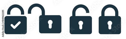 lock and key icon set 