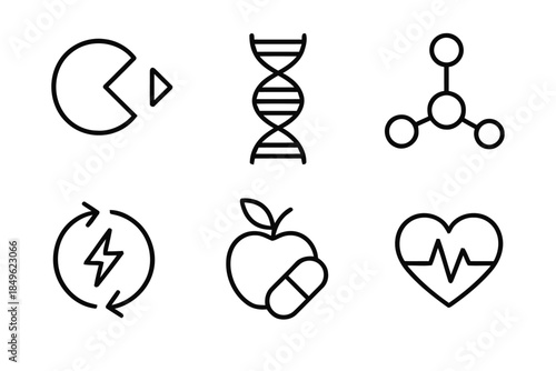 Health and Science Icons Set in Line Style