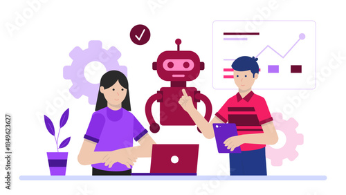 Startup Team Launching Beta Version to Early Users. Flat Vector Illustration