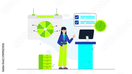 Leadership Training for New Managers. Flat Vector Illustration