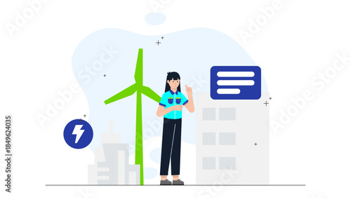 Urban Planner Designing Smart City Features. Flat Vector Illustration