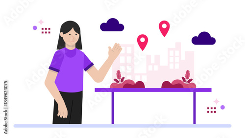 Urban Planner Designing Smart City Features. Flat Vector Illustration