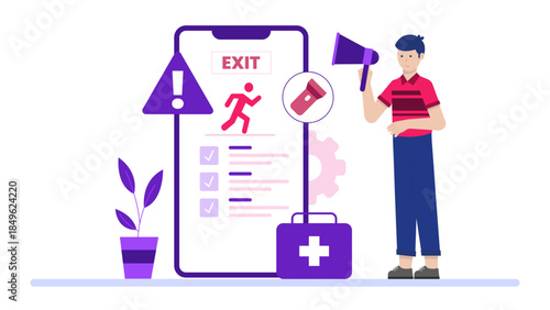 Crisis Management Team Handling Emergency. Flat Vector Illustration