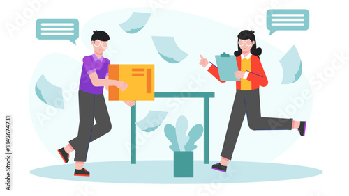 Crisis Management Team Handling Emergency. Flat Vector Illustration