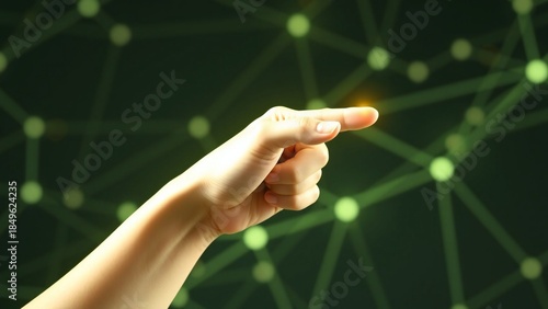 hand pushing a touch screen interface
