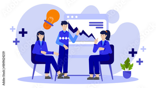 Crisis Management Team Handling Emergency. Flat Vector Illustration