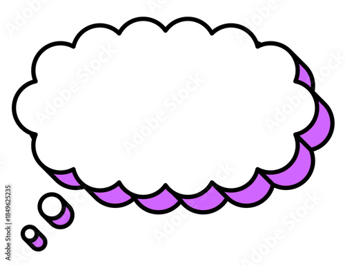 横長の悩ましげな雲型立体吹き出しアイコン