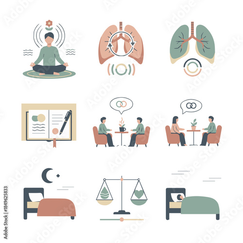 Self Care Mental Wellness Symbol Set