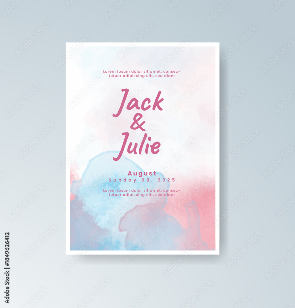 Obraz premium Wedding invitation with abstract watercolor background