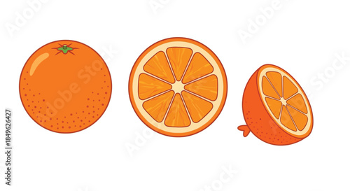 Vibrant Orange Fruit Collection - Whole, Sliced, and Quartered Citrus.