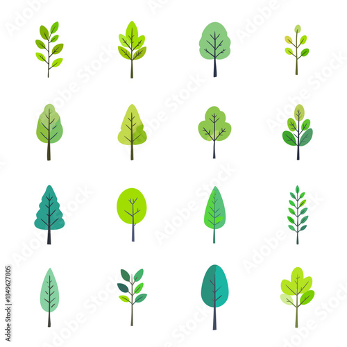 木と草のアイコン　樹木のイラスト　北欧風