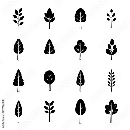 木と草のアイコン　樹木のイラスト　北欧風