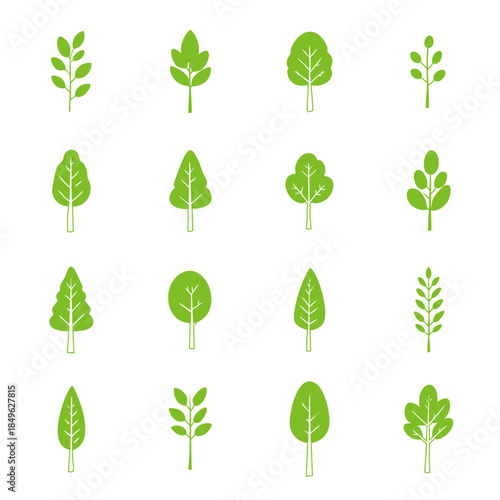 木と草のアイコン　樹木のイラスト　北欧風