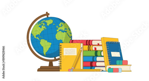 Globe and Stack of Books for Education and Learning.