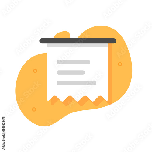 Receipt bill payment paper icon vector graphic illustration modern flat cartoon design, transaction invoice document simple minimal, sale record print slip recorded sign symbol clip art