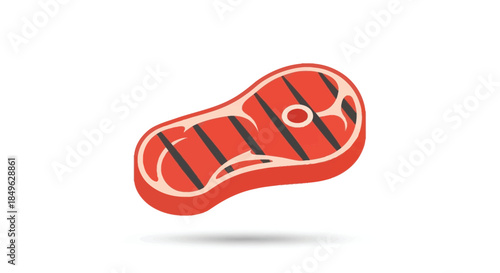 Grilled Steak Icon with Bone and Grill Marks.