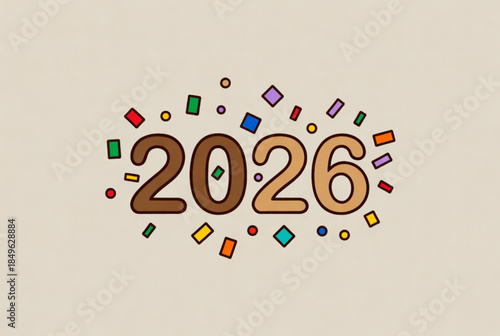 2026 Bold Typography with Colorful Confetti Background