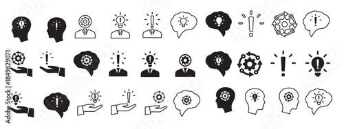 idea vector icon set creativity related illustration sign