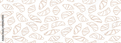linear croissants seamless pattern bakery and coffee house