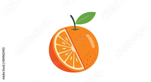 Fresh orange fruit with a slice cut out, showcasing its juicy interior.