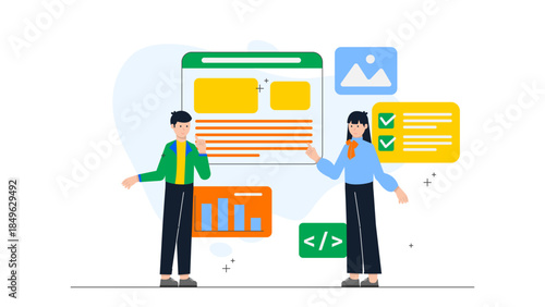 Design Sprint Creating Rapid Prototypes. Flat Vector Business Illustration