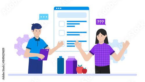 Pharmacist Consulting on New Prescription. Flat Vector Business Illustration