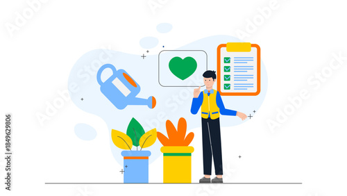 Corporate Volunteer Day at Local Community Garden. Flat Vector Business Illustration