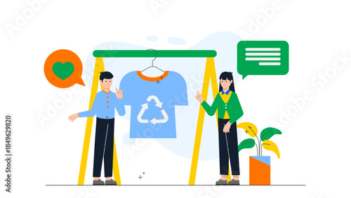 Sustainable Fashion Brand Ethical Manufacturing. Flat Vector Business Illustration