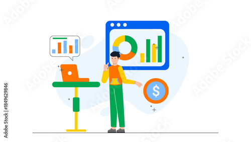Sales Team Using CRM for Lead Management. Flat Vector Business Illustration