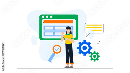 Accessibility Team Testing Website Compliance. Flat Vector Business Illustration