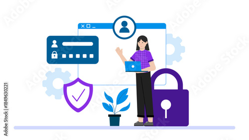 Data Privacy Team Anonymizing User Data. Flat Vector Business Illustration