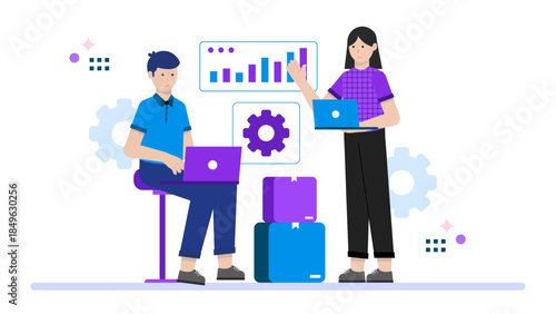 Supply Chain Team Mitigating Disruption. Flat Vector Business Illustration
