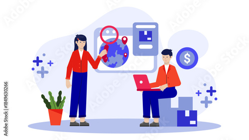 Supply Chain Team Mitigating Disruption. Flat Vector Business Illustration