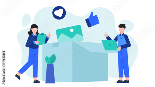 Subscription Box Business Curating Products. Flat Vector Business Illustration