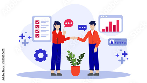 Merger and Acquisition Deal Negotiation. Flat Vector Business Illustration