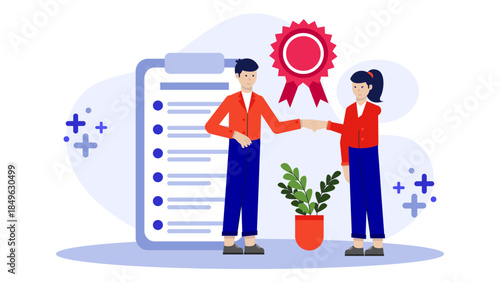 Company Achieving B-Corp Certification. Flat Vector Business Illustration