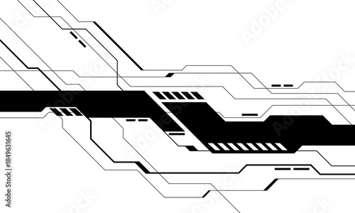 Abstract technology technology futuristic black cyber line on white design modern background vector