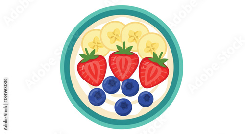 Healthy Breakfast Bowl with Fresh Fruits and Yogurt.