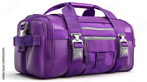 Purple airport travel bag isolated on white background
