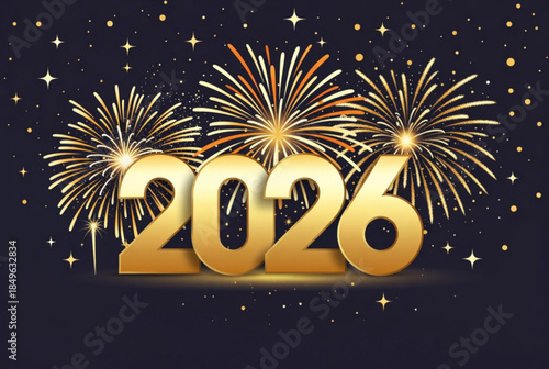 2026 Golden Numbers with Fireworks – New Year Celebration