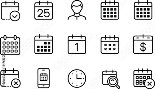 Various calendar and scheduling icons