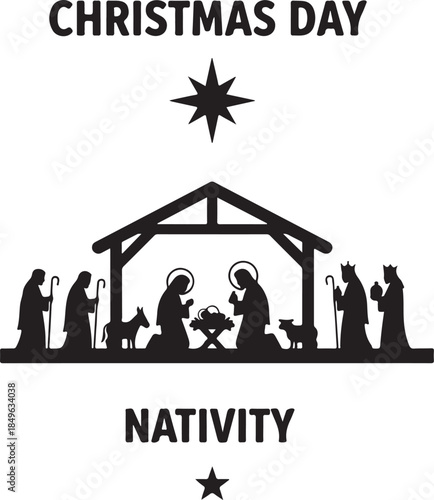 Christmas day nativity scene silhouette