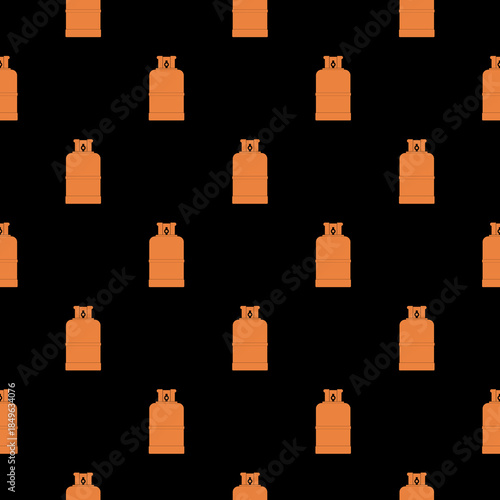 Gas bottle tank seamless pattern isolated on black background