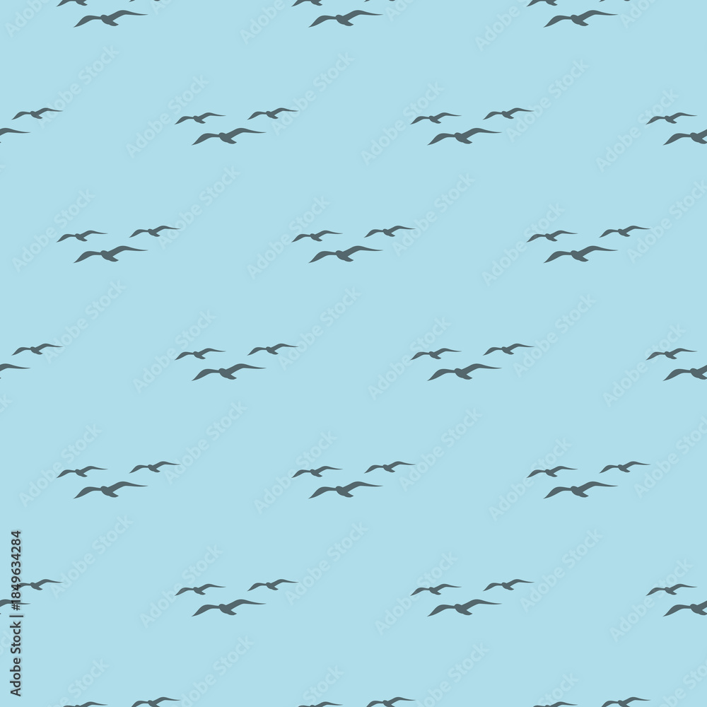 Fototapeta premium Seagull seamless pattern isolated on color background