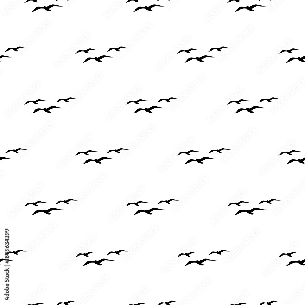 Fototapeta premium Seagull seamless pattern isolated on white background